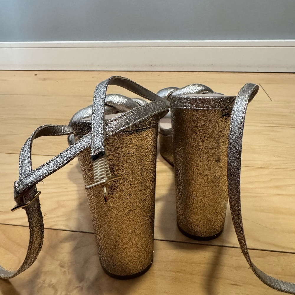 Loeffler Randall Metallic Silver Braided Heels - Picture 5 of 5